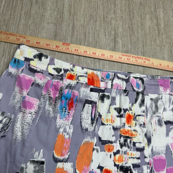 Lane Bryant Abstract Purple Mini Skirt Plus Size 24 Side Zip Stretch Cotton - Picture 4 of 5